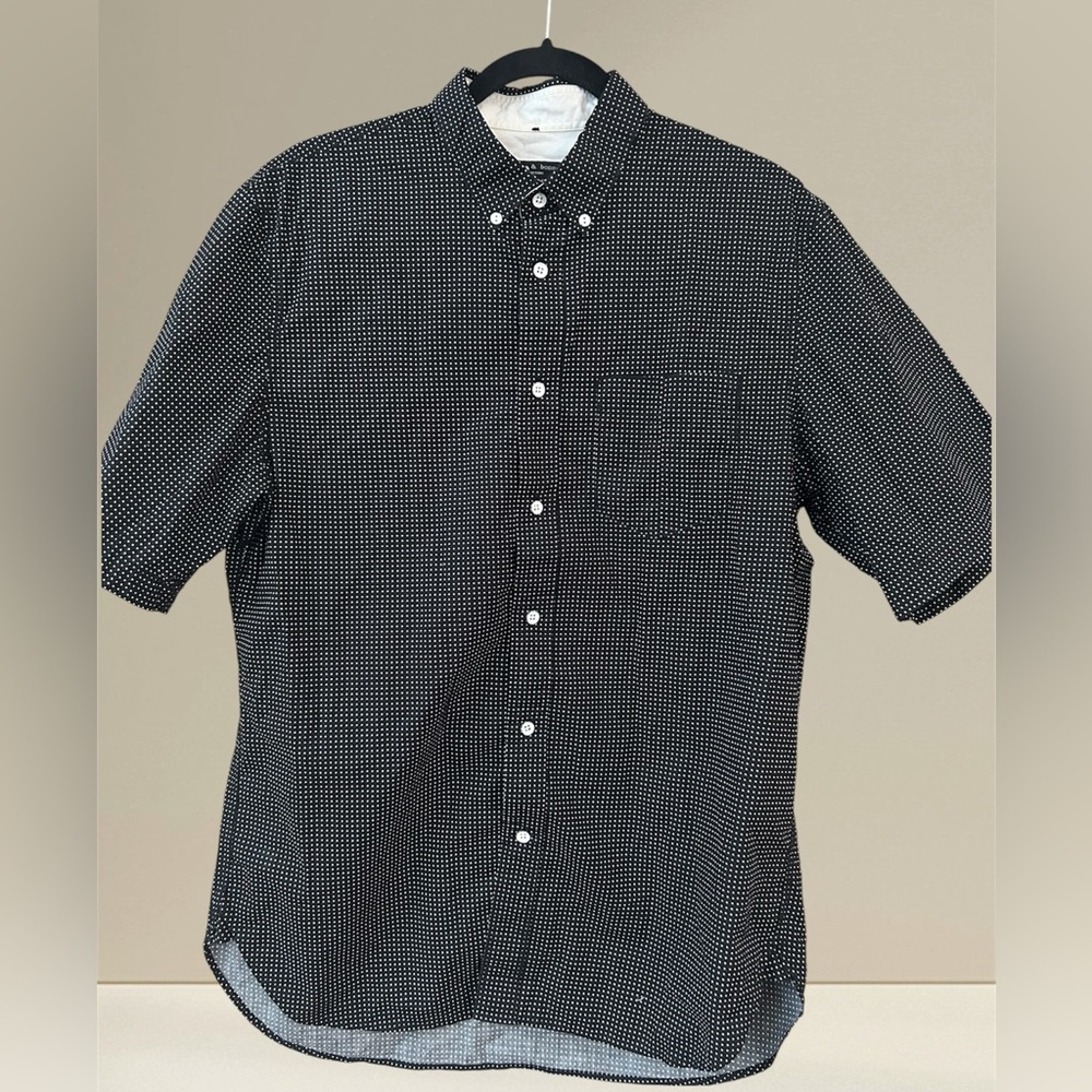 rag & bone Black Short-Sleeve Button-Down with White Micro Dot Print